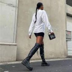 Fitted Black Knee-high Boots For Streetwear, Black Knee-high Boots For Winter Streetwear, Casual Black Knee-high Boots For Winter, Fall Streetwear Knee-high Boots, Casual Fitted Knee-high Boots For Work, Casual Fitted Boots For Streetwear, Fitted Casual Boots For Streetwear, Casual Black Knee-high Boots For Streetwear, Casual Knee-high Boots For Night Out