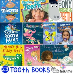 children's books about toothbrushes and teeth with text overlaying them