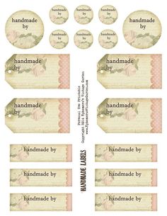 the labels for handmade by handmade by