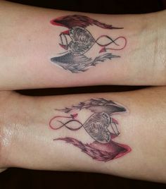 two tattoos on the arms of women