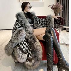 100% Genuine Luxury Fur Poncho Cape Wool Cashmere Big Shawls Cloak Fox Fur Trims All of our furs Fox Mink Rabbit Raccoon Are From Fur Farming. Item Material:  Wool Cashmere And Silver Fox Fur Trims One Size : 360x85cm 100% Brand NEW ! Color: see the pictures.                    product photo ：    We will ship via SpeedPAK To ：USA .UK .Australia. Canada ，Germany, Poland, Sweden, Arrive in about 7-15 days under normal ， All orders we will dispatch the item within 2-4 working days. In rare cases, we need more days to prepare your order... We sell directly from factory and we can provide all kinds of fur products.We focus on the production of various types of fur knitting products, At the same time, we also engage in other fur products production, such as fur coats,fur jackets,fur vest and man Fur Poncho, Fur Cape, Fur Accessories, Fur Coats Women, Cape Coat, Poncho Cape, Fur Fashion, Fox Fur, Fur Collars