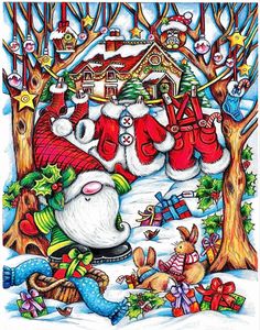 Creative Haven | Teresa Goodridge - Christmas Gnomes Coloring Book Books Christmas, Book Creative, Christmas Pillows, Christmas Gnomes, Coloring Book Art, Color Pencil Drawing