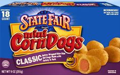 a box of tater tots with corn dogs on the front and in the back