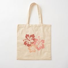 100% cotton reusable shopping carry bag with digital print on one side. Hibiscus Tote Bag, Pink Hibiscus, Girls Tote