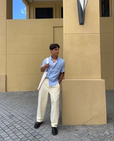 Blue Button Up Outfit Men, Light Outfits Men, Guys Picnic Outfit, Summer Streetwear Men Urban Fashion, Summer Formal Outfits Men, Fashion Outfits Men Summer, Bowling Shirt Outfit Men, Light Blue Outfit Men, Picnic Outfit Men