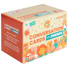 conversation cards for friends in a box with the words conversation cards written on it's front