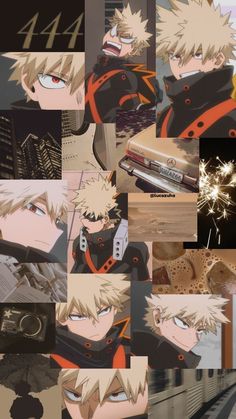 an anime character collage with many different images