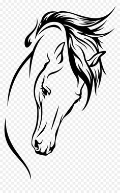 a horse's head in black and white on a transparent background