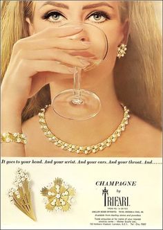 Vintage Jewelry Ads, Old Hollywood Jewelry, 1960s Magazine, 50s Jewelry, Champagne Collection, Jewelry Book, 60s Jewelry, Sweet Charity