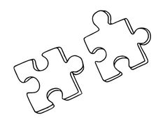 two pieces of the same jigsaw puzzle are shown in this black and white image