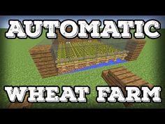 the automatic wheat farm in minecraft with text overlaying it that reads automatic wheat farm