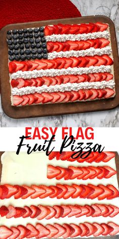 an american flag cake with strawberries on it