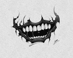 a drawing of a mouth with teeth and fangs