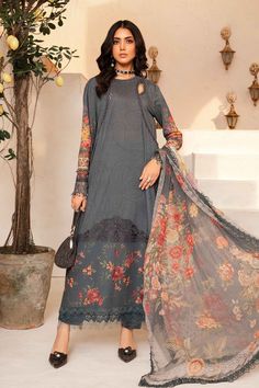 Brand: Maria.BProduct: MPT-2002-BCollection: Maria.B MPrints Unstitched Luxury Lawn Eid-2 Summer CollectionFabric: Lawn PRODUCT DETAILS: ShirtPrinted ShirtEmbroidered Lawn GheraEmbroidered Organza Ghera PatchEmbroidered PattiEmbroidered Sleeves PattiColor: GreyFabric: Lawn TrousersDyed TrouserColor: GreyFabric: Cambric DupattaPrinted DupattaColor: GreyFabric: Chiffon DISCLAIMER:* Lining, Laces, and Tassels are not included in unstitched variants.* Embellishment items in stitched outfits are subject to market availability.* Product color may vary due to photographic lighting or your device settings. CARE INSTRUCTIONS: Extra Fabric Has Been Used For Shoot Original Color May Vary Slightly From The Picture Dry Clean Recommended Iron The Clothes At Moderate Temperature Do Not Use Bleach, Or Sta Linen Dress Design Pakistani, Linen Dress Design, Dress Design Pakistani, Maria B, Lawn Suits, Eid Collection, Wool Shawl, Embroidery Suits, Luxury Collection