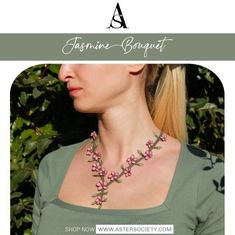 Evoking the delightful fragrance and dazzling beauty of its namesake, the unmistakably elegant Jasmine Bouquet Necklace is the perfect addition to your favorite summer outfits. Discover More at AsterSociety.com #AsterSociety #oneofakindjewelry #flowersoftheday #floralart #jewelrylove #feminine #uniquejewellery #greenfashion #intricatedesign #madebywomenforwomen #womenownedbusiness #slowfashionstyle #colorpalette #handmadenecklace #lajolla #austintx #washingtondc Jasmine Bouquet, Flower Soft, Green Fashion, Slow Fashion, Handmade Necklaces, Floral Art, Color Palette, Chain Necklace, Summer Outfits