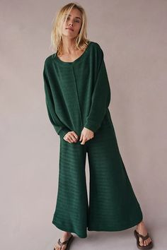 Trina Set | Free People Bright Colors Fashion, Organic Clothing Women, Relaxed Fit Pants, Spring Break Outfit, Winter Boho, Cozy Loungewear, Pants Loose, Cozy Knit, Brunch Outfit