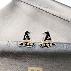 925 Sterling Silver Witch Hat Halloween Stud Earrings | Metal: 925 Sterling Silver | Size: 9x9 mm | About Material: Nickel Free, Tarnish Resistant and No Allergic reaction | 30 days return policy with return fee | Items come in a gift box ready to be gifted Spider Jack O Lantern, Witch Hat Halloween, Jack O Lantern Pumpkin, Jack O'lantern, Black Spider, Pumpkin Witch, Kids Earrings, Earrings Metal, Allergic Reaction