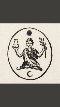 a drawing of a woman holding a pot and a plant in her hand, with the sun above her head