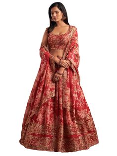 PRICES MAY VARY. Style and trend will be peak in this dusty red organza umbrella lehenga skirt promises to be just that with stunning floral digital print with sequins embroidery work all over the lehenga.This lehenga comes with dusty red organza floral digital print with sequins embroidery work choli. The dupatta of the lehenga crafted with dusty red organza floral digital print with sequins embroidery work.n stones choli. This lehenga Choli Ready To Wear for women is a stunning and versatile piece of Indian clothing that is perfect for any occasion. Made from high-quality materials, this lehenga choli is ready to wear and requires no additional stitching. The dupatta is lightweight and delicately embroidered with sequins adding a touch of elegance without overwhelming the overall appeara Red Ghagra, White Bride Dress, Join Fashion, Floral Lehenga, Wedding Lehengas, Net Lehenga, White Bride, Ghagra Choli, Floral White