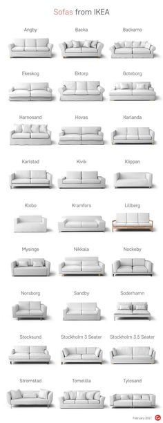 the different types of couches are shown in this graphic style, including one for each seat