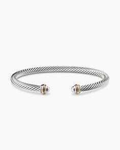 Classic Cable Bracelet in Sterling Silver with 18K Yellow Gold, 4mm Artistic Signature, Jewellery Wishlist, David Yurman Cable Bracelet, David Yurman Bracelet, Cable Bracelets, Classic Bracelets, Buckle Bracelet, Rare Gemstones, Rose Gold Bracelet