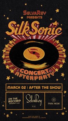 the poster for silksone after the show, with an image of a record on it