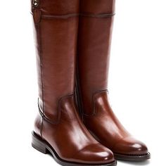 Women’s Tall Frye Boots In Gently Used Condition. Beautiful, Genuine Cognac Leather With Button Detailing And Side Zip. Elegant Brown Bridle Leather Boots, Classic Cognac Boots With Leather Footbed, Elegant Brown Boots With Leather Footbed, Frye Boots, Classic Boots, Frye Shoes, Cognac, Side Zip, Knee High