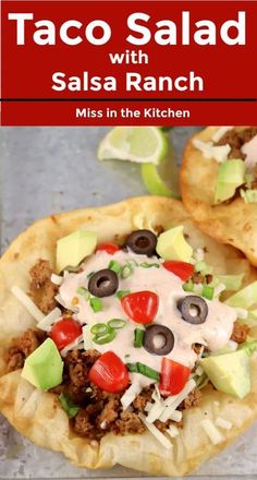 taco salad with salsa ranch is an easy and delicious appetizer to serve on pita bread