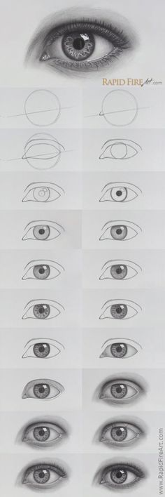 the different types of eyes are shown in this drawing lesson, which shows how to draw them