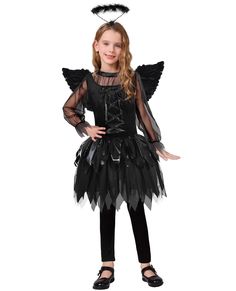 PRICES MAY VARY. - Unleash your inner dark side with the Fallen Angel Dress for Girls! This enchanting Halloween costume transforms your little one into a bewitching dark angel, includes 1* Hairband, 1* Wings, 1* Fallen Angel Dress. - Crafted from high-quality, comfortable materials, our Fallen Angel Dress for Girls ensures your child can express herself while feeling cozy all night long. No itchy fabrics here—just pure, magical fun! - Complete with stunning wings and an adorable headband, this Angel Dress Up For Kids, Angel Wing Dresses, Black Angel Wing Dress, Black Angel Costume Long Dress, Dark Angel Costume, Baby Costumes Girl, The Fallen Angel, Angel Costume, Angel Dress