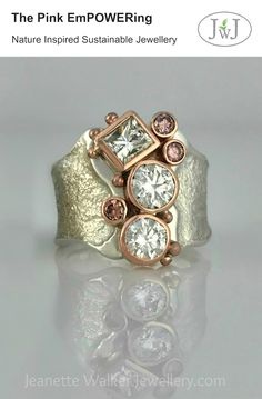 I absolutely loved making this Diamond and Pink Sapphire ring with all its sparkle and dramatic style.  With it’s recycled vintage gold and gemstones, the pink EmPOWERing is the epitome of great empowerment on your hand, and on your soul. #SustainableJewelry #VintageJewelleryRedesign #SandcastJewellery Pink Diamond Ring, Pink Sapphire Ring, Ocean Jewelry, Ring Moissanite, Best Jewelry Stores, Sustainable Lifestyle