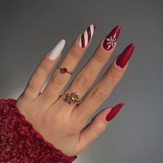 December Nails, Red Christmas Nails, Her Nails, Festival Nails, New Year's Nails