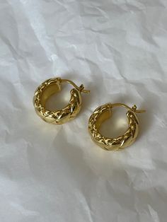 Gold chunky textured hoop earrings. Statement hoop  Made of brass with 18k gold plating Water resistant! Dimensions: Earring height is approx 21mm Earring thickness is approx 8mm Why not purchase as a gift for a loved one ? We never include invoices when sending out an item and can add a gift message if you let us know at checkout. All items are packaged in a plush branded pouch. If you are purchasing multiple items from our shop and would like them in separate pouches please let us know in the Textured Small Hoop Jewelry For Gifts, Textured Small Hoop Jewelry Gift, Textured Gold-plated Hoop Earrings, Textured Gold Plated Hoop Earrings, Textured Hoop Jewelry For Gifts, Textured Hoop Jewelry Gift, Textured Small Hoop Metal Jewelry, Minimalist Chunky Small Hoop Jewelry, Textured Small Hoop Earrings For Gift