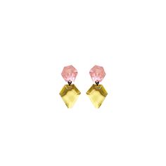 Transparent faux crystal-cut earrings in pink Clip-on fastening. Polyester, leather, silver plated brass. Approx. L: 3.7", W: 1.9" D: .7" Pink/Yellow Beautifully matches the Monies Polyester Acrylic Earrings & Bracelet: Modern Pink Earrings For Formal Occasions, Modern Pink Jewelry For Party, Modern Pink Party Jewelry, Modern Yellow Earrings For Party, Pink Clip, Cut Earrings, Leather Silver, Acrylic Earrings, Pink Yellow