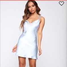 The Most Beautiful Satin Dress In A Light Blue Color With Adjustable Tie Straps And Thick Satin Material!! Missed The Return Date Baby Blue Silk Dress, Short Black Sequin Dress, Brown Midi Dress, Rouched Dress, Fitted Bodycon Dress, Dresses Satin, Sequin Midi Dress, Black Knit Dress, Pink Bodycon Dresses