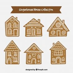 hand drawn gingerbread house collection