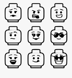 the lego faces are drawn in black and white