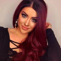 Wavy Middle Part, Ombre Burgundy, Color Formulas, Black Roots, Anime Wigs, Red Wigs, Beautiful Wigs, Curly Lace Front Wigs, Ombre Wigs