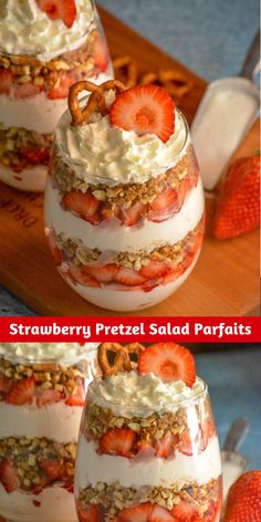 strawberry pretzel salad parfait recipe in a jar