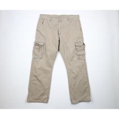 Casual Big And Tall Pants With Pockets, 90s Style Full Length Cotton Cargo Pants, Beige Cotton Cargo Pants For Streetwear, 90s Cotton Cargo Pants, Beige Cargos Men, Cream Cargos Men, Vintage Full-length Khaki Cargo Pants, Khaki Military Cargo Pants, Wide Leg Cargo Pants