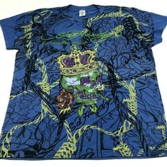 Amazing Ed Hardy T-Shirt Design Short Sleeve Crew Neck 100% Cotton Blue Graffiti Print T-shirt For Summer, Casual Blue Tops With Graffiti Print, Casual Blue Graffiti Print Top, Casual Blue Top With Graffiti Print, Blue Printed Tops For Streetwear, Blue Graphic T-shirt For Streetwear, Blue Graphic Print T-shirt For Streetwear, Blue Graffiti Print Tops For Streetwear, Blue Cotton Tops With Graffiti Print