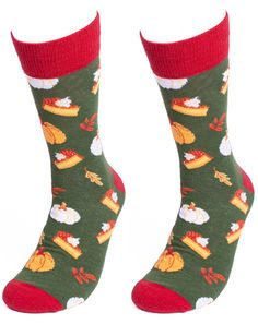 PARQUET Brand Men’s THANKSGIVING PUMPKIN PIE Socks - Novelty Socks for Less Thanksgiving Pumpkin Pie, Thanksgiving Pumpkin, Novelty Socks, Pumpkin Pie, Sock Shoes, Crew Socks, Shoe Accessories, Thanksgiving, Pie