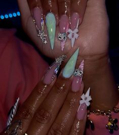 Long Exotic Nail Designs, Signature Nails, Exotic Nail Designs, Stilleto Nails Designs, Long Acrylic Nail Designs, French Tip Acrylic Nails, Cute Acrylic Nail Designs