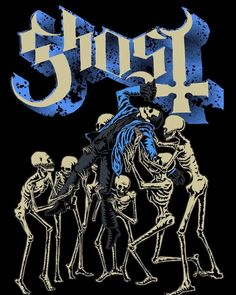 a group of skeletons with the word ghost on it's chest and one skeleton holding another