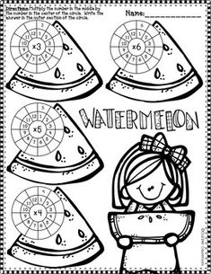 the watermelon addition worksheet for students to practice numbers and subtractions