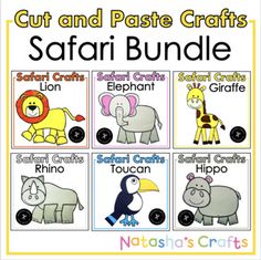 safari animals cut and pastee crafts for children