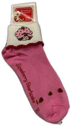 Cute Red Cotton Socks, Ladies Socks, Pink Trim, Casual Socks, Strawberry Shortcake, Socks Women, Socks, Ships, Trim