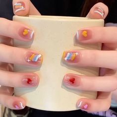 Nail White, Rainbow Candy, Peach Blush, Nail Beauty, Red Diamond, White Short, Skin Type, White Nails