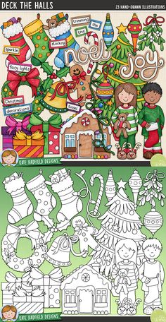 christmas digital paper cut outs and glues