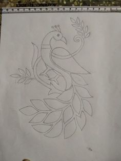 a drawing of a bird with leaves on it's back and the letter e in the middle